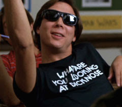 Stiles in his what are you looking at dicknose t-shirt