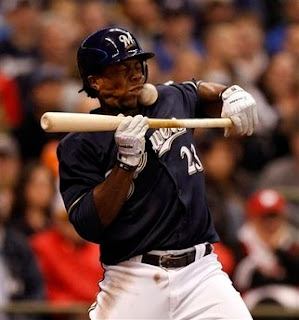 Rickie Weeks gets hit in the face