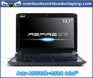 ACER AO532H-2588 10.1-INCH ONYX BLUE NETBOOK - UP TO 8 HOURS OF BATTERY LIFE