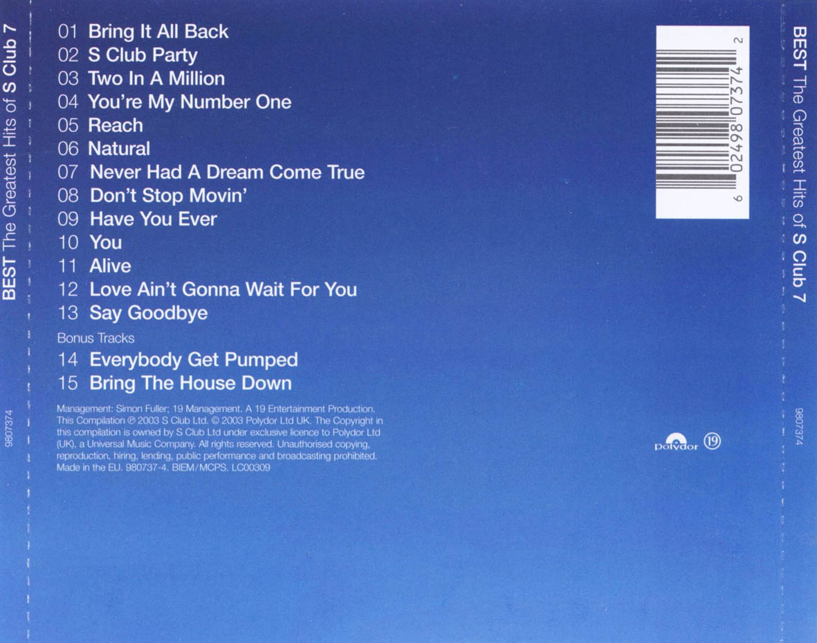 CARATULAS DE CD DE MUSICA S Club 7 Best (The Greatest Hist Of S Club 7