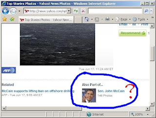 screenshot of Yahoo News photo of Obama labeled McCain screenshot of Yahoo News photo of Obama labeled McCain