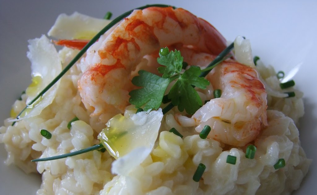 la cocina de aficionado Risotto con langostinos