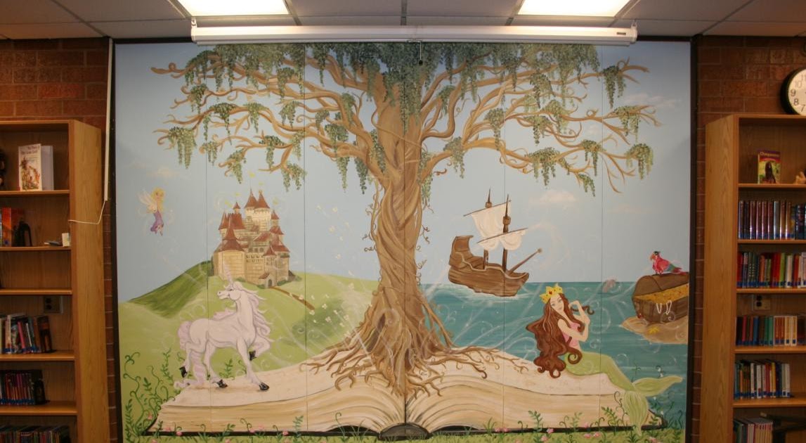 Bawden Fine Murals Elementary School Library Mural