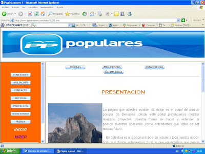 Web del Partido Popular de Beniarrés