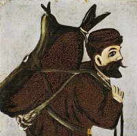 A man carrying a wineskin A man carrying a wineskin