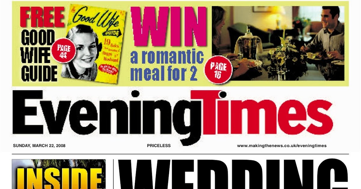Scooped!: Personalised Wedding Newspaper Gifts - Spoof Evening Times ...
