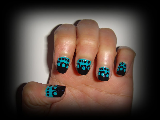black and teal nail design ilovenailart