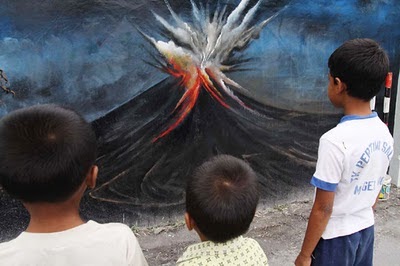 graffiti mural activity of merapi volcano explodes at poser dream design