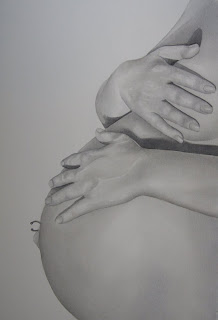Prenatal Portrait in Watercolor - Under My Thumb