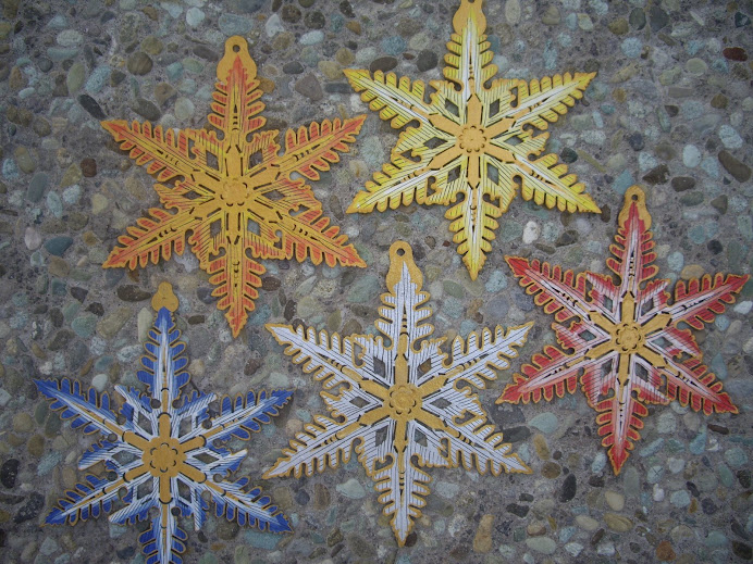 SNOWFLAKE-STAR--COLORFULLY DESIGNED AND BRILLIANTLY HAND PAINTED  IN BALI, WAYANG-KULIT STYLE