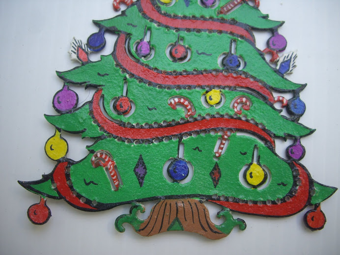 DECORATED CHRISTMAS TREE, HANDCRAFTED IN BALI, WAYANG-KULIT STYLE LEATHER WORKMANSHIP AND DESIGN