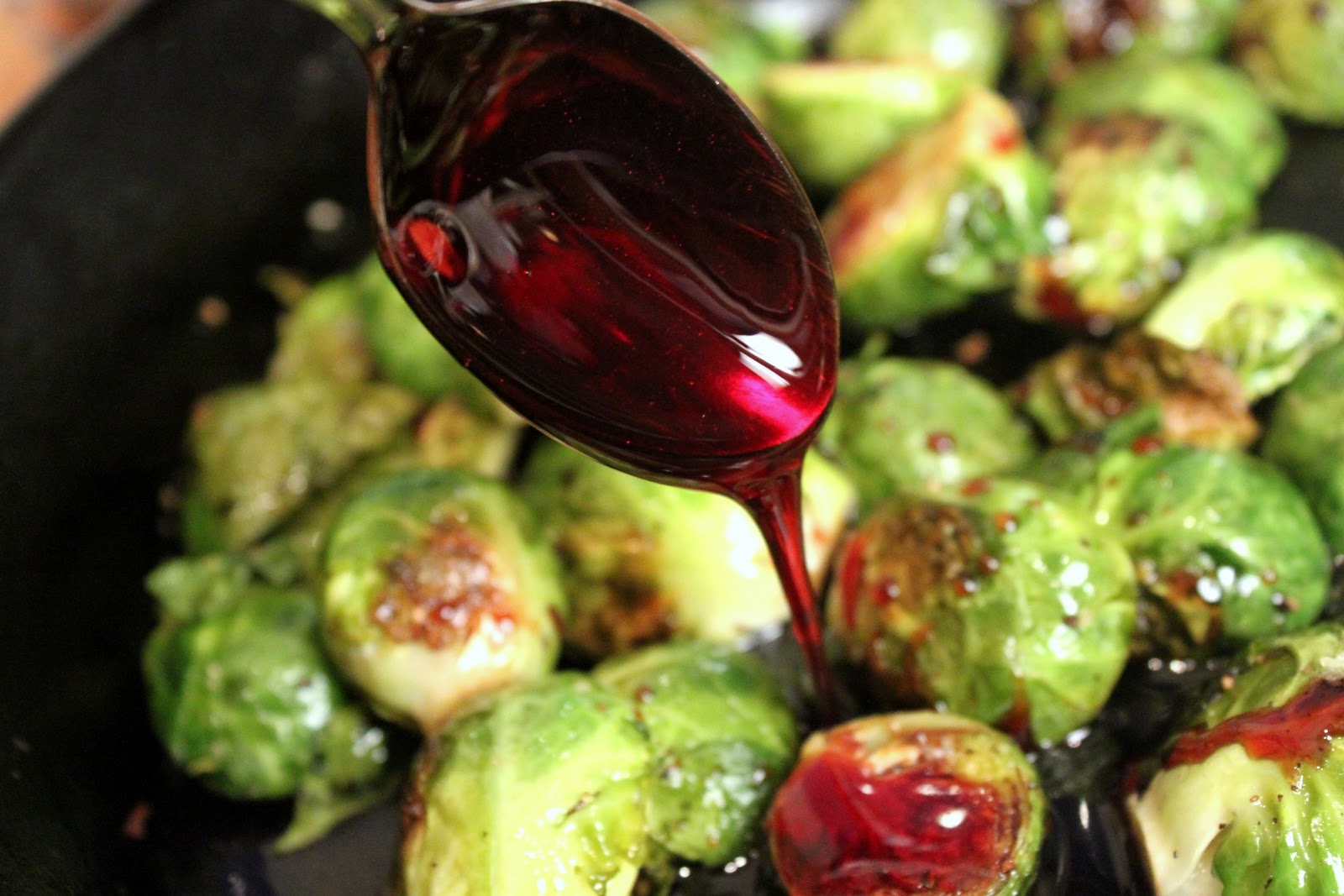 Roasted Brussels Sprouts with Pomegranate Molasses and Vanilla Pecan