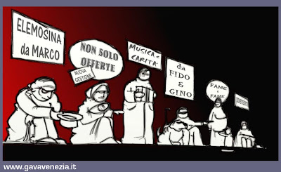 Consumi poveri Elemosina social card Gava satira vignette