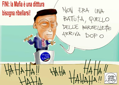 La mafia è una dittatura Fini barzellette Berlusconi Gava satira vignette