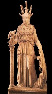 Athena with the symbol of Solar Trinity