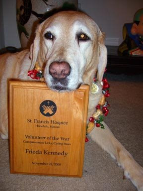 Freida with her Volunteer of the Year award.