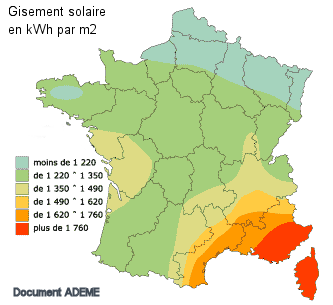 carte de l'ensoleillement en France carte de l'ensoleillement en France