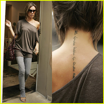 sexy girl with wings tattoo on back body tattoo. Beckham's Beloved Tattoos