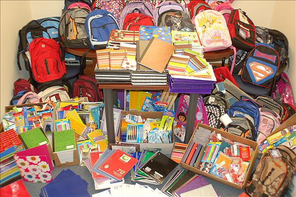61 backpacks and supplies