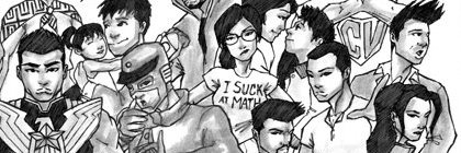 June Park of 'Sampler' and various other Secret Identities: TAASA characters, illustrated by Jerry Ma