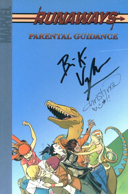 Runaways: Parental Guidance, autographed by Brian K. Vaughan and Christina Strain for Jimmy J. Aquino
