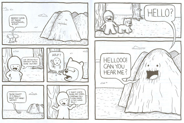 Bumperboy and Bumperpup nearly lose their hearing in Debbie Huey's Bumperboy and the Loud, Loud Mountain.