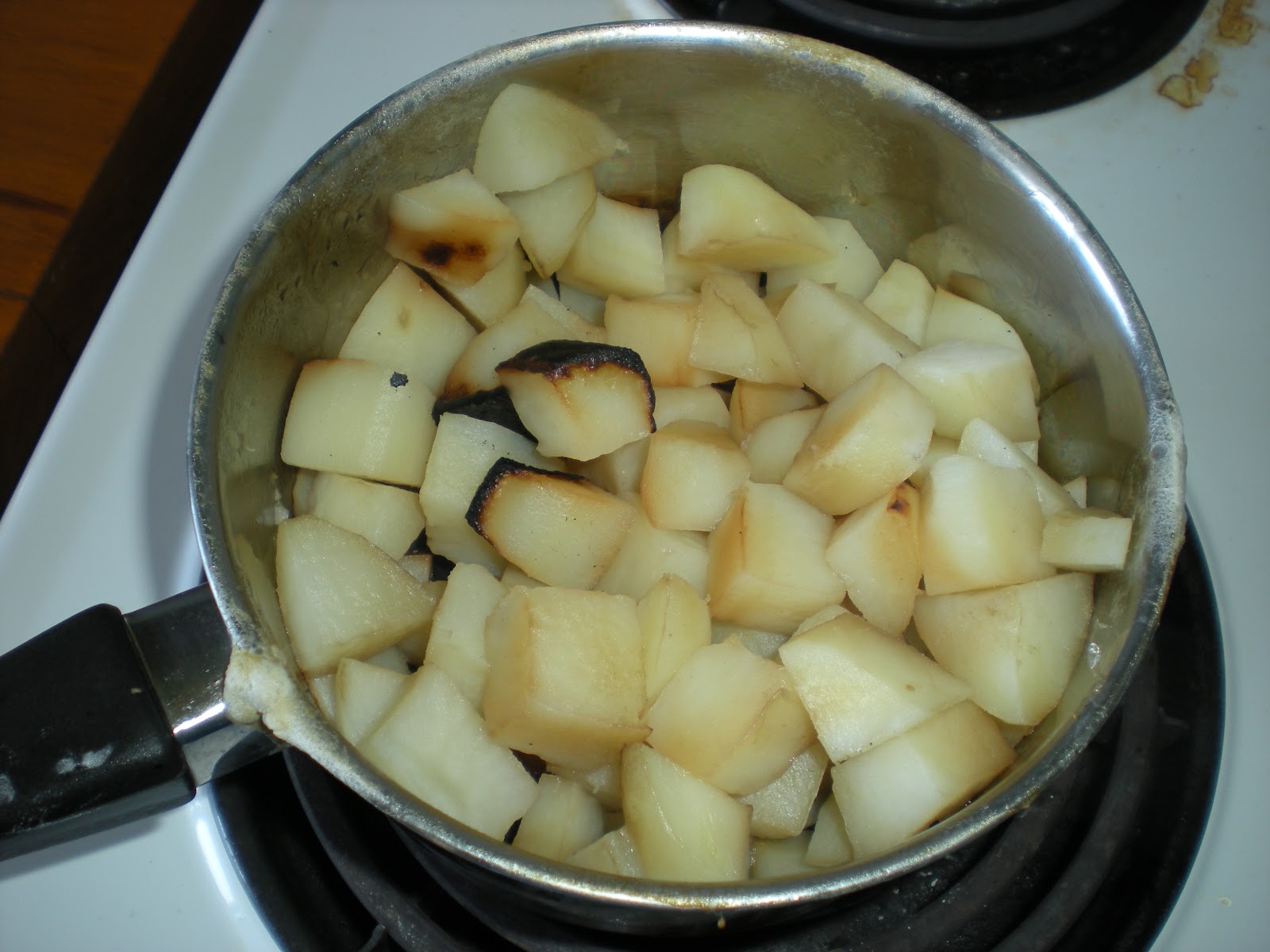 burnt potatoes