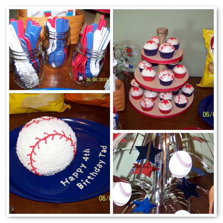 Baseball Party and Bat Cupcake Stand