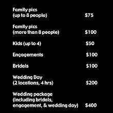 Photography session price list
