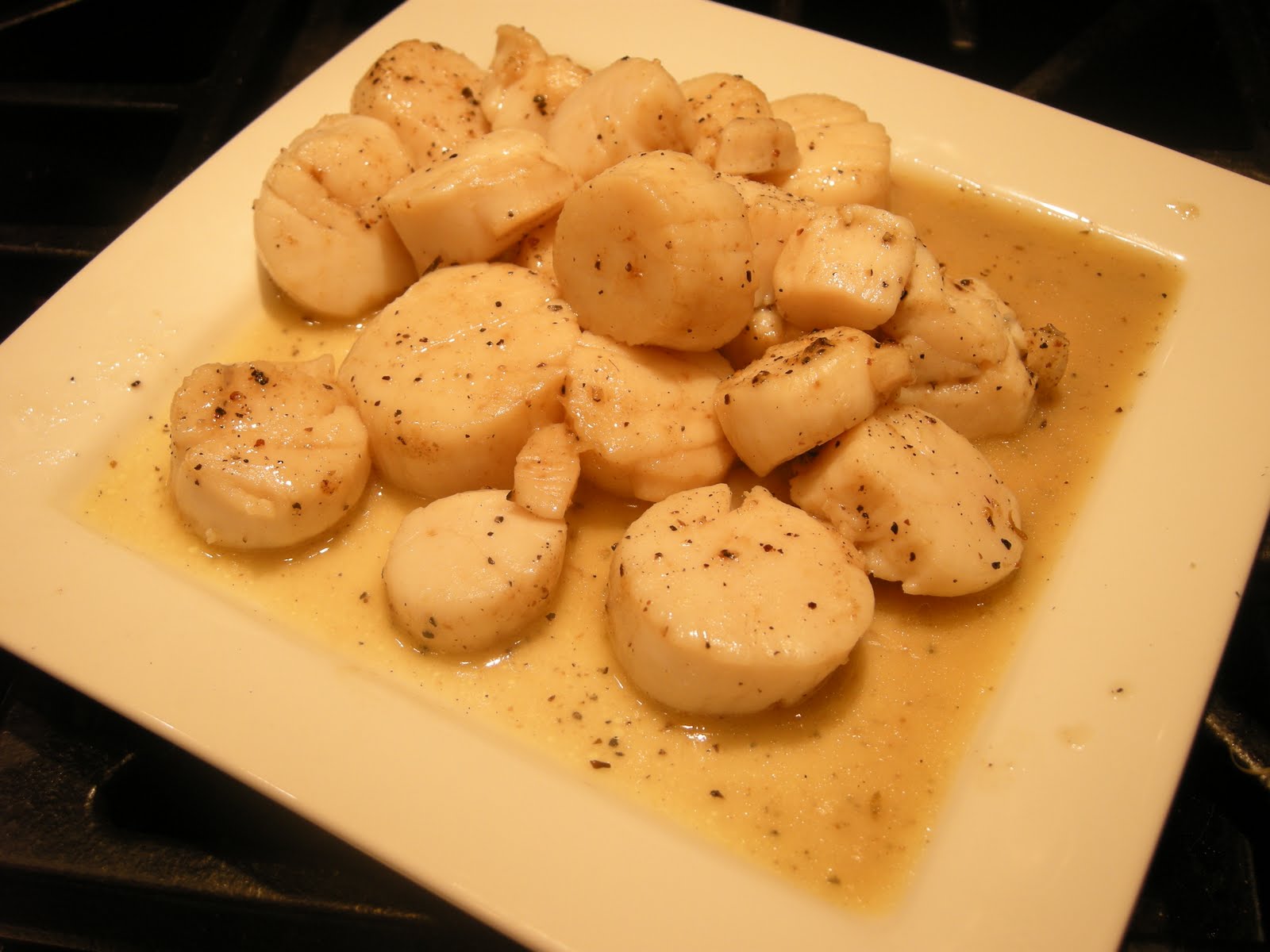 Kitchens Are Monkey Business Rosie's Scallop, Wasabi Cream, Black Bean