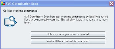 AVG AntiVirus Free optimization scan increases scanning performance