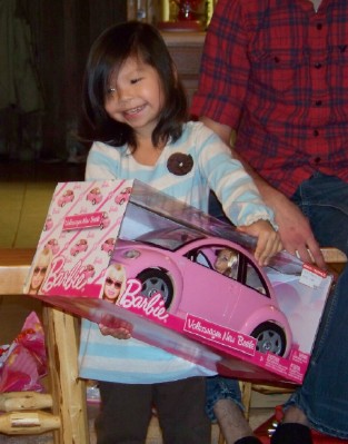 So this Barbie Slug Bug brought a big smile to her face
