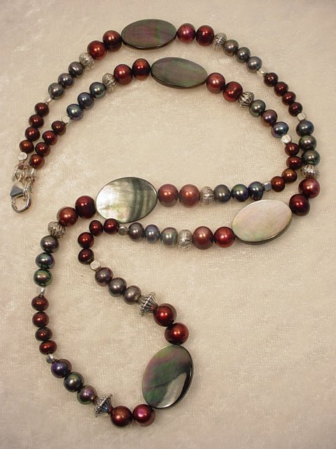 Necklace with Freshwater Pearl and Black Lip Oyster Shell
