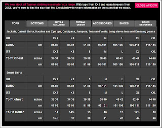 aleiany collection topman size chart topman size chart
