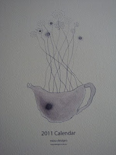 2011 calendar, sumi ink illustrations, mizu designs