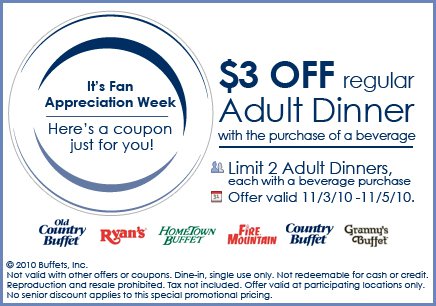 Hometown buffet discount coupons