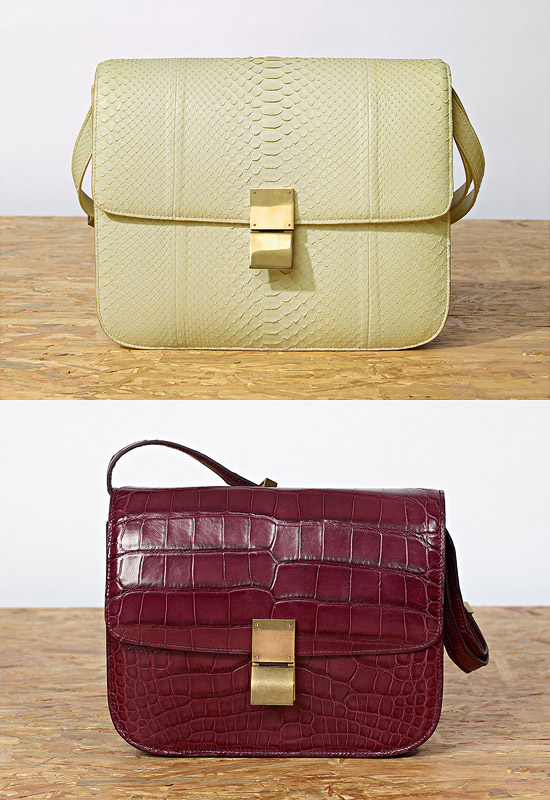 celine yellow exotic leathers handbag classic  
