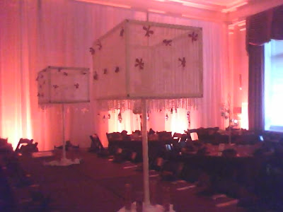 carnegie institute crystal centerpiece lighting and pipe and drape