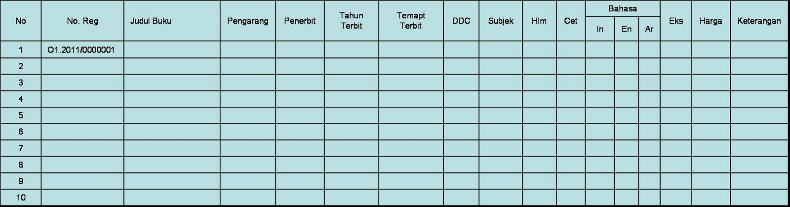 PERPUSTAKAAN MTsN MALANG 1 Contoh Buku Induk