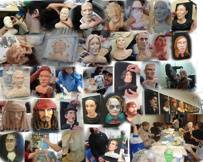 Esculturas de rostros y sus mascaras 2