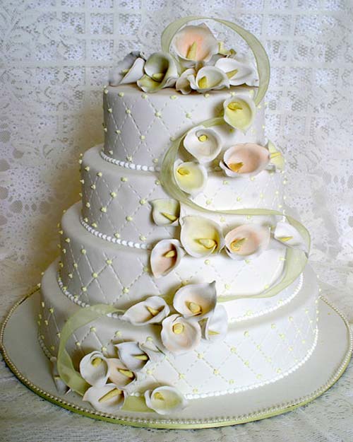 Four Tier White Wedding Cake With Calla Lilly by Rosie 39s Bakery