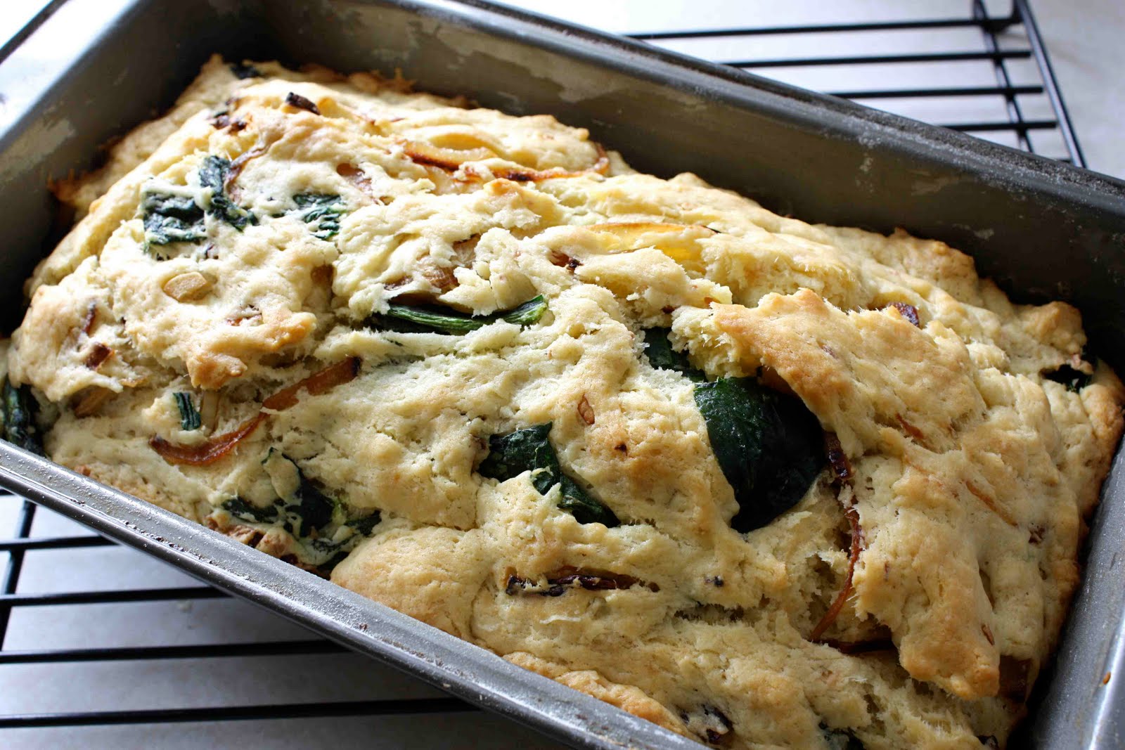 Cookin' Canuck Caramelized Onion & Spinach Olive Oil Quick Bread Recipe