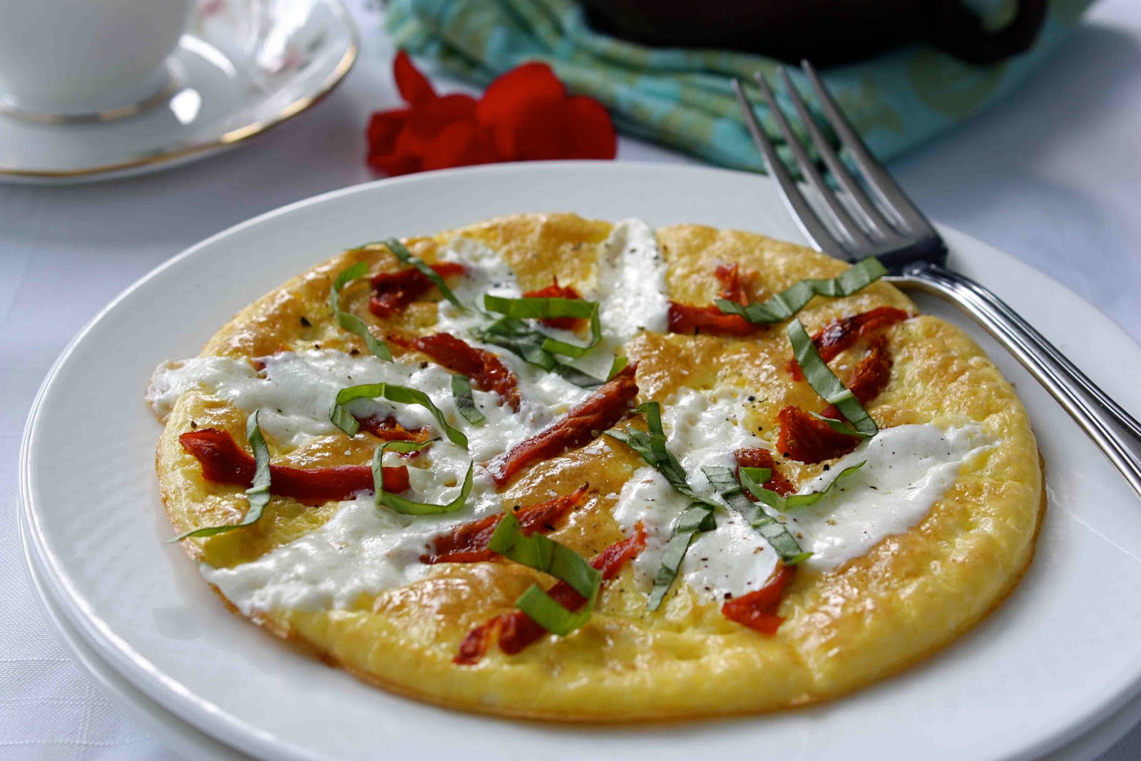 Caprese Frittata with SunDried Tomatoes, Fresh Mozzarella & Basil