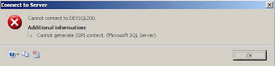 Cannot generate SSPI context.