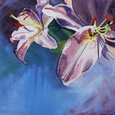 Consider the Lilies of the field' Acrylic on Canvas Board (30x30cm) For Sale 