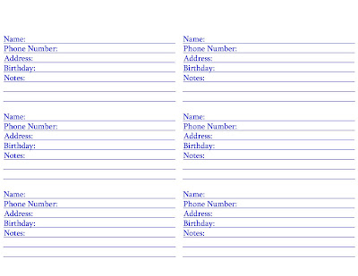 free phone book template printable