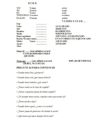 EJERCICIOS de ESPAÑOL Por Cruz J. Saubidet: VERBO TENER- EJERCICIO