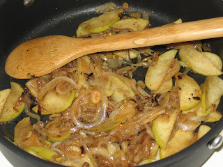 Cooked onions and apples, adapted from How to Cook Everything by Mark Bittman