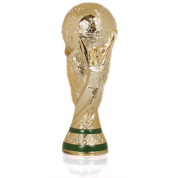 A replica of the FIFA World Cup Trophy. The smallest ones are actually in 