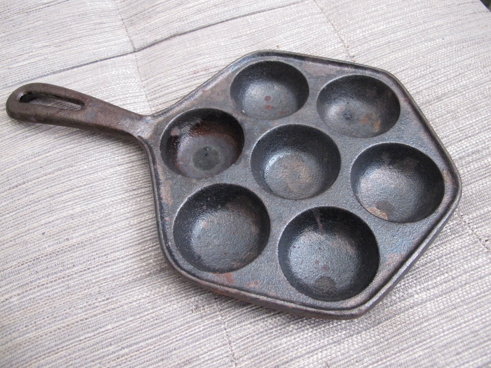 Classy Eats Cast iron Ebelskiver pan from Goodwill.